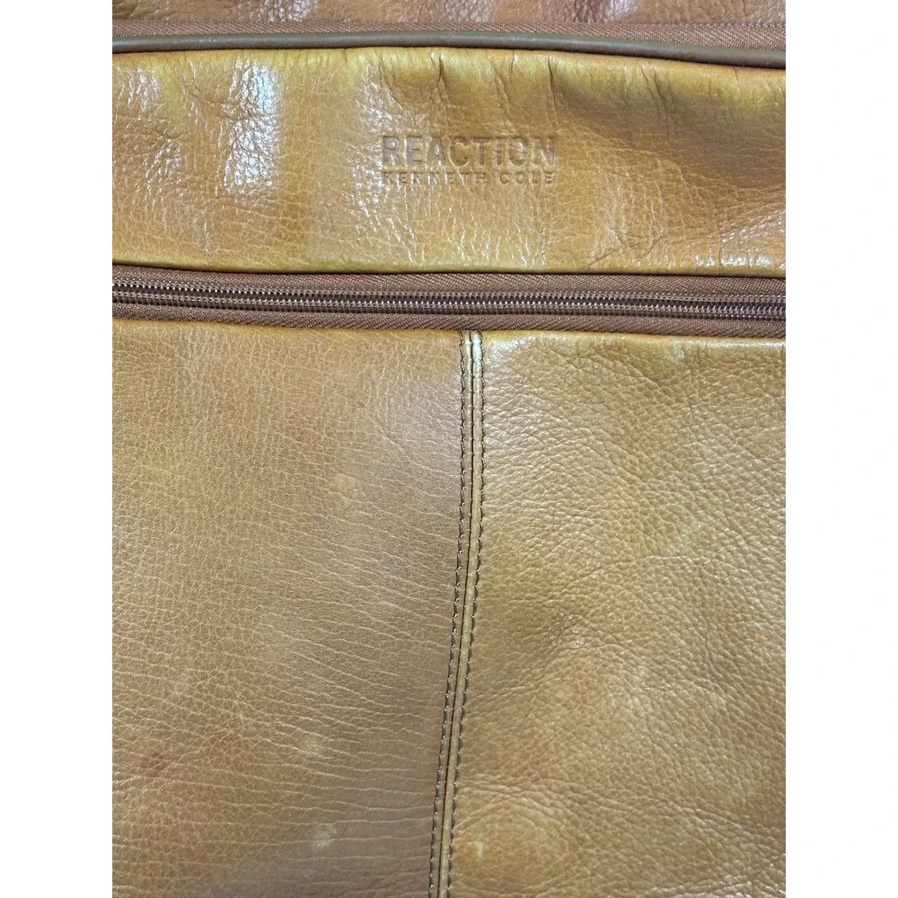 Kenneth Cole Reaction Mens Tan Cognac LeatherLaptop Backpack Business Bag 580674 - Picture 4 of 15